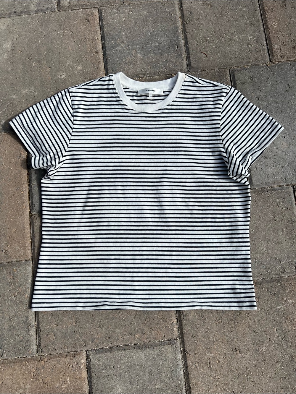 Frame black/white Striped Colorblock Tee Organic Cotton L